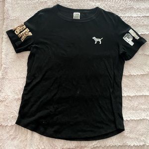 Victoria’s Secret PINK Black Ombré Gold & Silver Sequins Campus Short Sleeve Tee